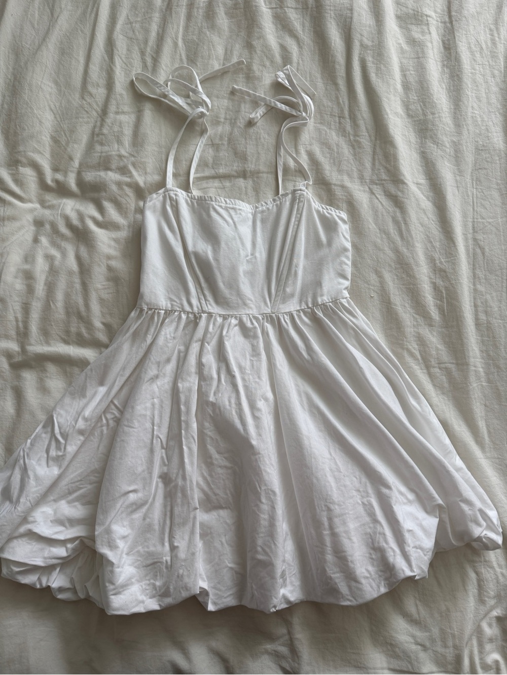 Oak + Fort White Tie-Strap Sundress with Bubble Hem